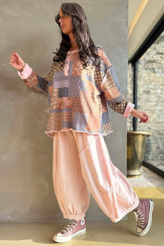 Hippie Shake Patchwork Sweatshirt Candy Rose